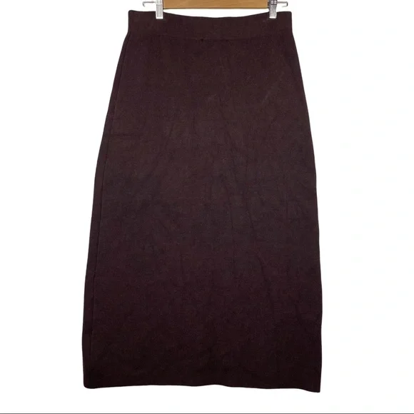Zara Limited Edition Soft Heavyweight Knit A Line Midi Skirt Dark Brown L